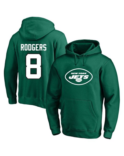 Fanatics Green Aaron Rodgers New York Jets Big And Tall Fleece Name And Number Pullover Hoodie for men