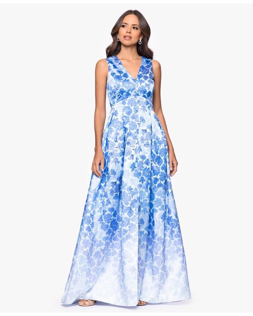 sachin and babi light blue dress Betsy and Adam Short Party Dress a27053 Blue Multi / 0