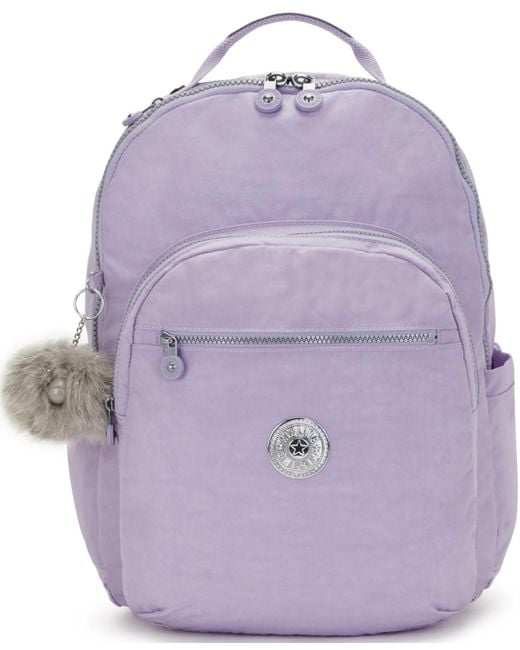Kipling Purple Seoul Extra Large Candy Metal Nylon 17" Laptop Backpack