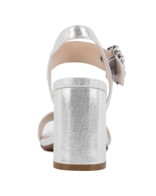 Jones New York White Earleny Embellished Block Heel Dress Sandals