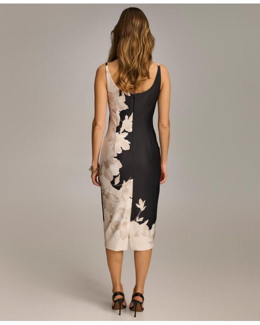 Donna Karan Multicolor Floral Print Sleeveless Sheath Dress