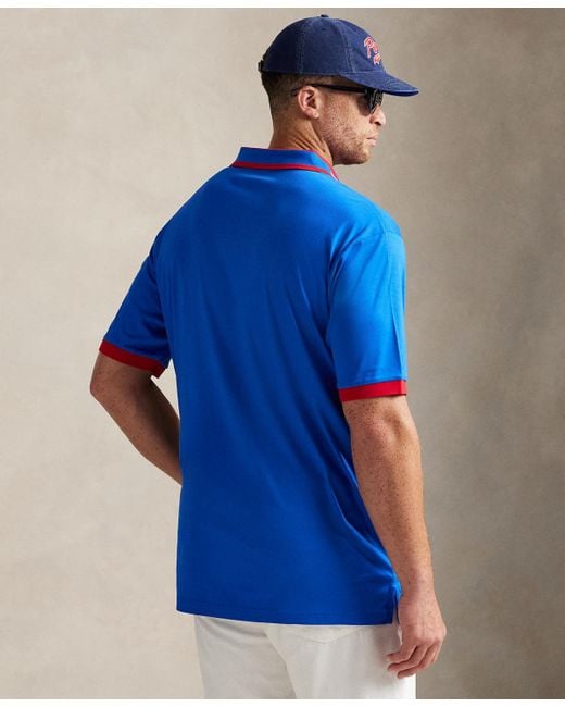 Polo Ralph Lauren Blue Big & Tall Striped Soft Cotton Polo Shirt for men