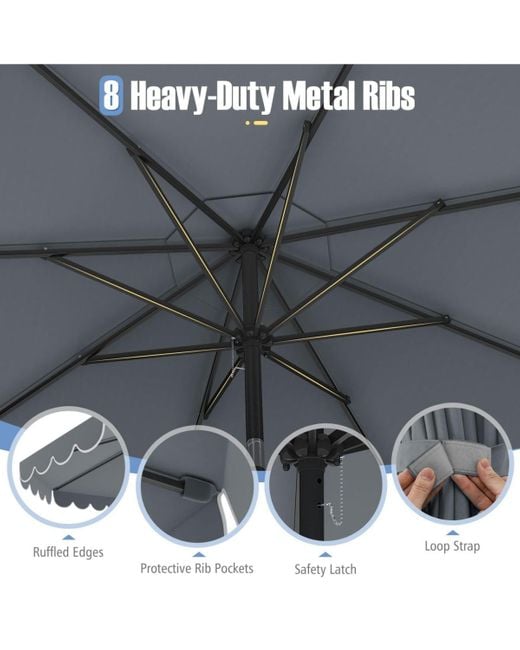 Mecale Gray 10 Feet Patio Umbrella Outdoor Market Umbrella
