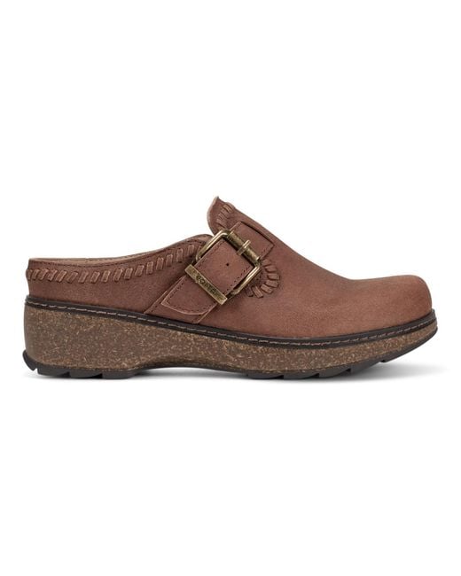 Earth Brown Kay Stitched Round Toe Clogs