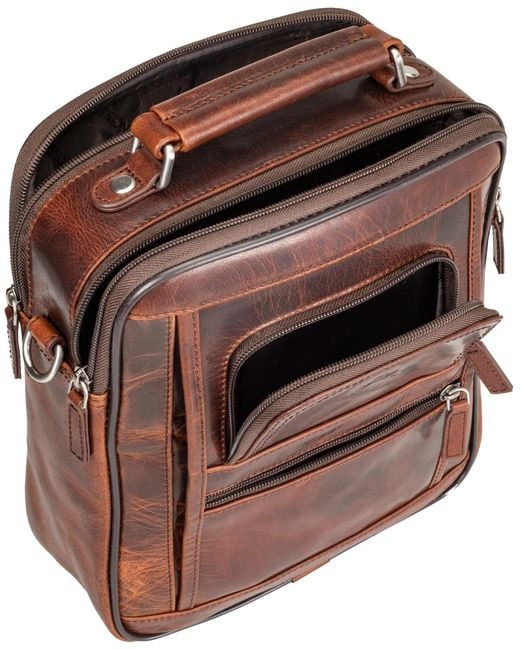 Mancini Brown Buffalo Double Compartment Bag for men