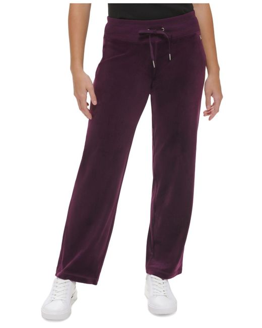 Calvin Klein Purple Petite Wide Leg Velour Pants