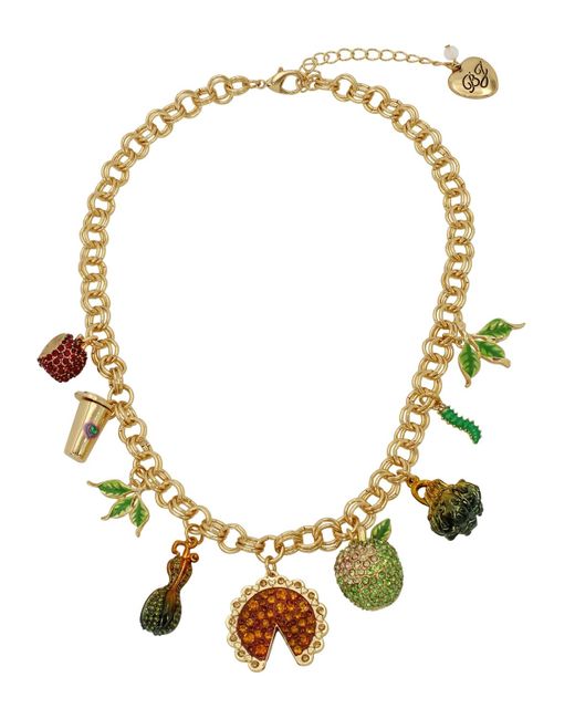 Betsey Johnson Faux Stone Autumn Charm Bib Necklace in Metallic Lyst