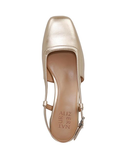 Naturalizer Metallic Harper Block Heel Square Toe Slingback Pumps