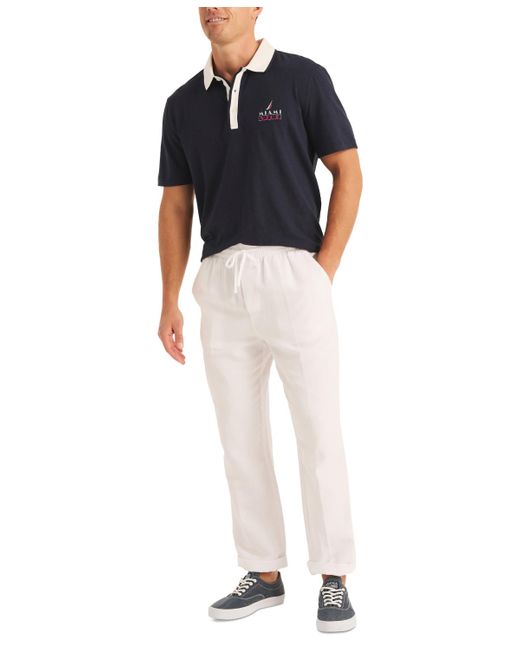 Nautica Black Miami Vice X Short-sleeve Contrast-trim Polo Shirt for men