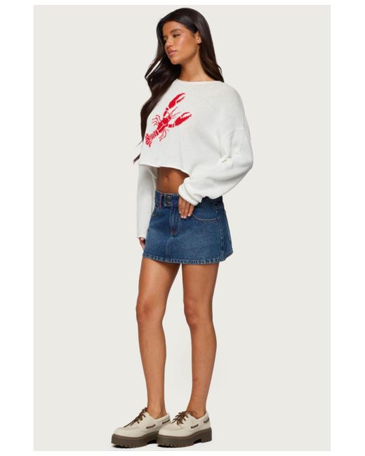 Edikted Gray Lobster Babe Oversized Knit Top