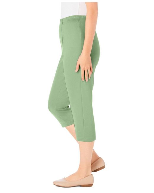 Woman Within Green Plus Size The Hassle-free Soft Knit Capri