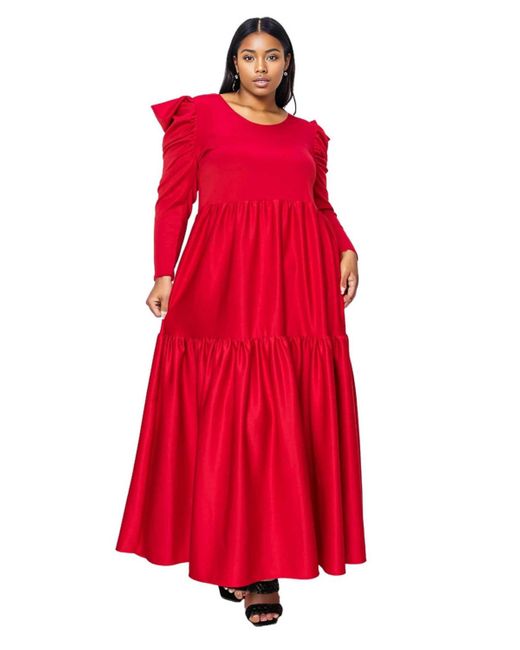 L I V D Red Plus Size Isabel Tie Maxi Dress