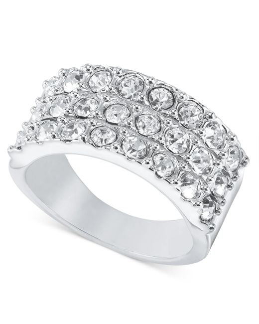 INC International Concepts White Pave Triple-row Ring