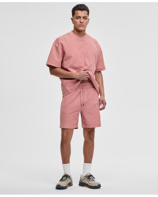 Mode Of One Red Regular-fit 7" Reverse French Terry Shorts for men