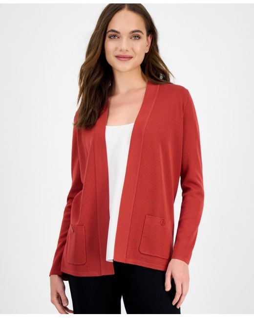 Anne Klein Women's Natural Malibu Fine Rib Open-front Cardigan