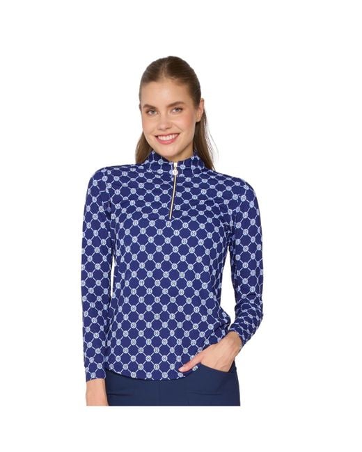 G Lifestyle Clothing Blue G Lifestyle Long Sleeve Mock Neck Top
