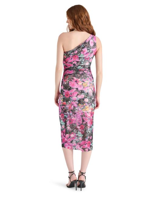 Steve Madden Red Sacha Printed Lace One-shoulder Sheath Dress