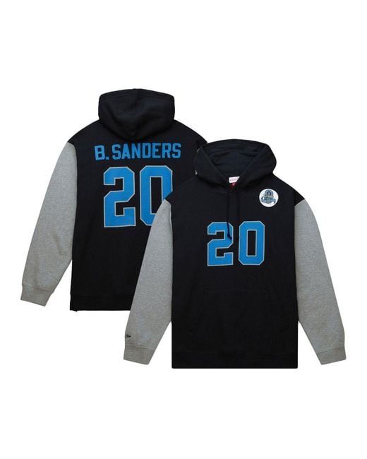 Mitchell & Ness Barry Sanders Blue Detroit Lions Retired Player Name &  Number Pullover Hoodie for Men