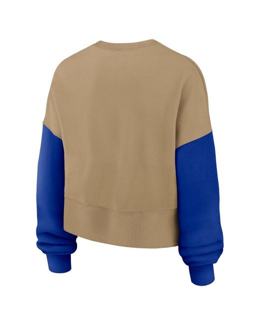 Nike Blue Tan Dallas Cowboys Oversized Rewind Pullover Sweatshirt