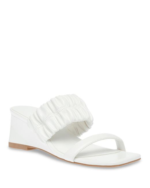 Anne Klein White Galle Square Toe Wedge Sandals