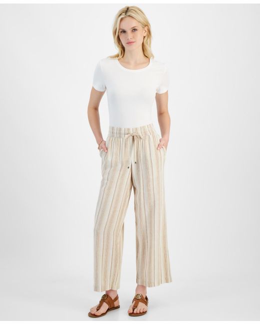 Tommy Hilfiger Natural Striped Drawstring Pants