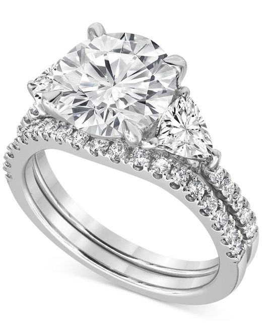 Badgley Mischka White Certified Lab Grown Diamond Round Three Stone Bridal Set (4-1/4 Ct. T.w.