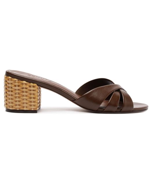 SCHUTZ SHOES Brown Keefa Straw Slip-on Mules