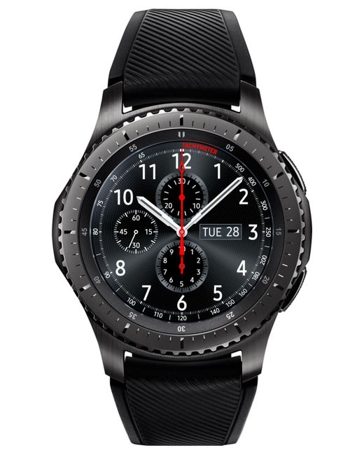Samsung Men's Gear S3 Frontier Chronograph Smart Watch With 46mm Silicone Case & Black Sport Strap Sm-r760ndaaxar