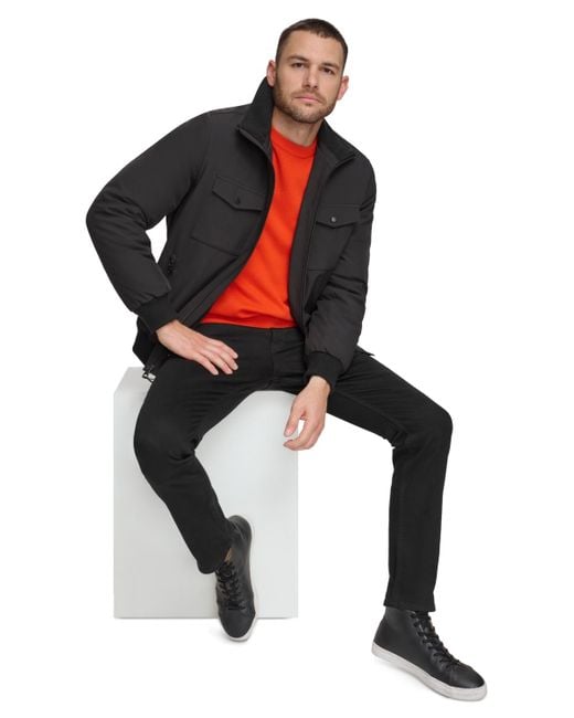 Calvin Klein Black Flex Tech Water-resistant Bomber Jacket for men