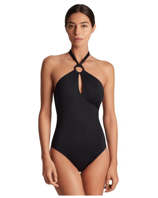 Ralph Lauren Black Macrame-ring High-neck One-piece Swimsuit