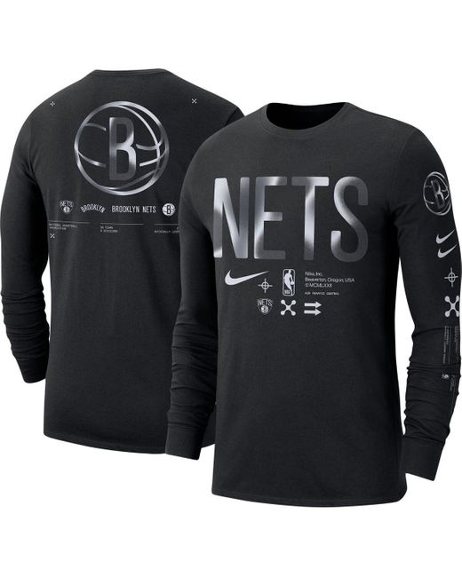 Nike Black Brooklyn Nets Essential Air Traffic Control Long Sleeve T-shirt for men