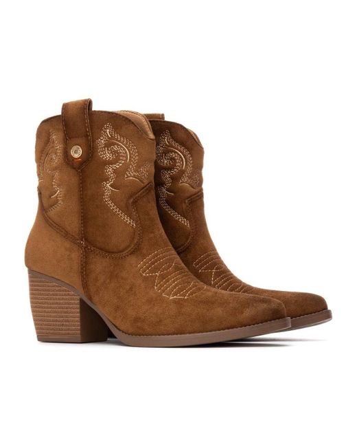 Xti Brown Italian Western Suede Booties Refresh Collection By