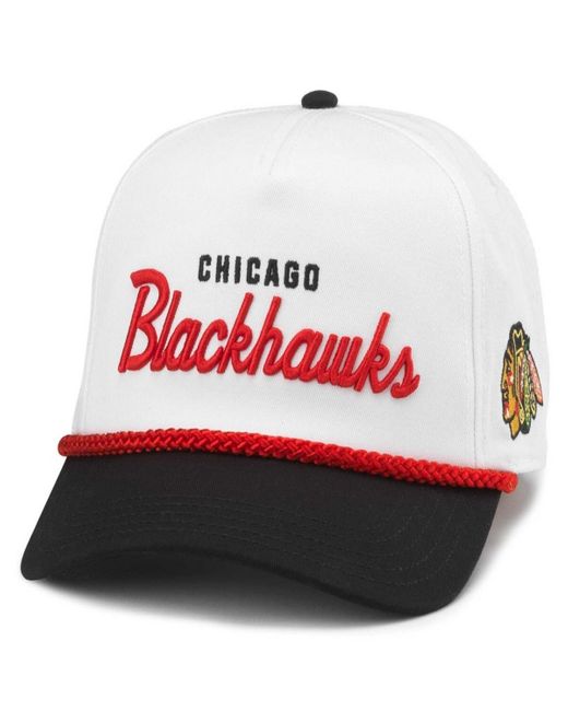 American Needle Red White/black Chicago Blackhawks Roscoe Washed Twill Adjustable Hat for men