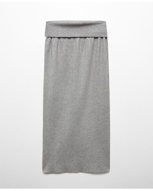Mango Gray Long Knitted Skirt