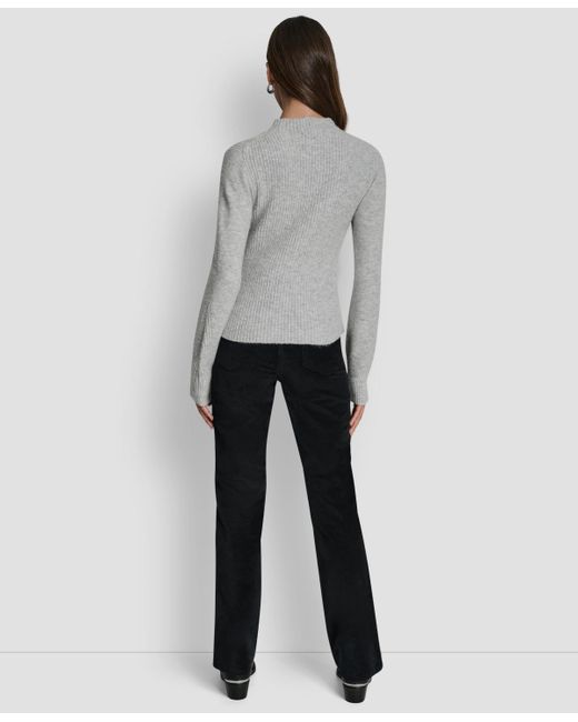 DKNY Gray Crewneck Blouson Sleeves Sweater