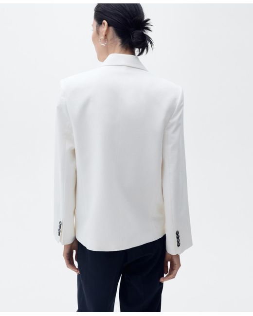 Mango White Contrasting Double-breasted Jacket