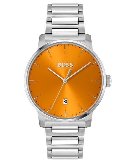 Boss Metallic Dean Quartz Basic Calendar Silver-tone Watch 41mm for men