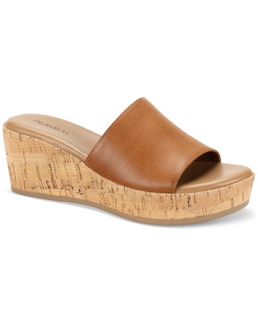 Style & Co. Brown Meadoww Slide Wedge Sandals