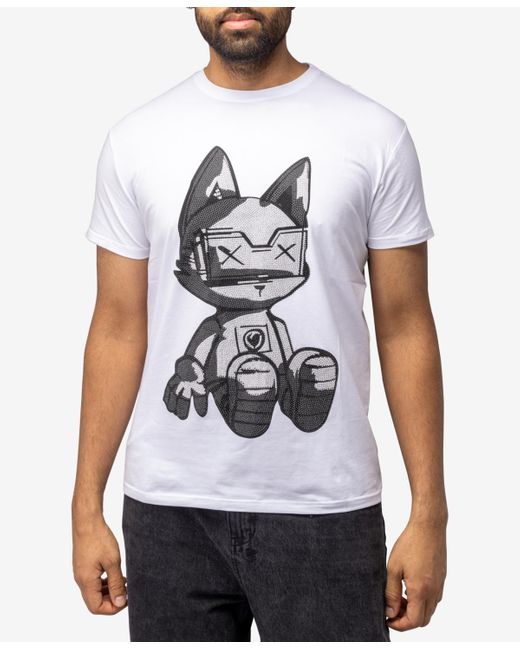 Xray Jeans White X-ray Stone Tee Seated Kitten With Shades for men