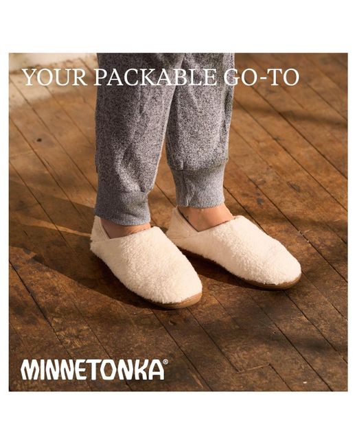 Minnetonka White Packaway Fabric Slipper Collabsible Heel