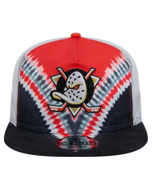 KTZ Red Black/orange Anaheim Ducks Throwback V-dye Adjustable Golfer Hat for men