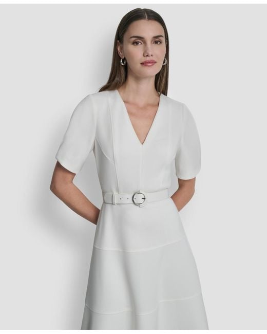dkny white dress Dresses sleeve and a relaxed DKNY Tiered Smocked Bodice Dress