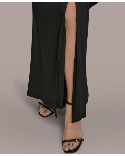 Donna Karan Black Asymmetric Twist Strapless Gown