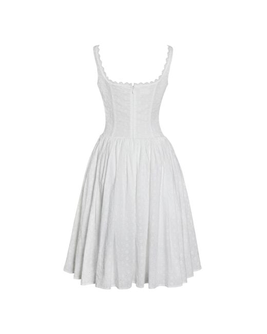Miss Circle White Madison Cotton Eyelet Square Neck Midi Dress