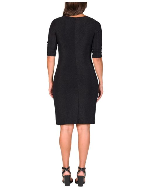 24seven Comfort Apparel Black Elbow Length Sleeve Bodycon Mini Party Dress