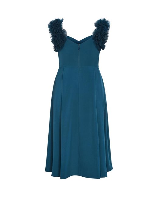 City Chic Blue Plus Size Roselyn Ruffle Tulle Midi Dress