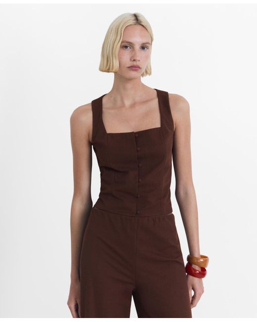 Mango Red Buttons Cotton Top