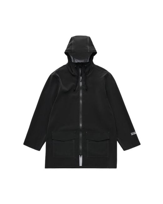 Stutterheim Black Stockholm Patch Matte Raincoat for men