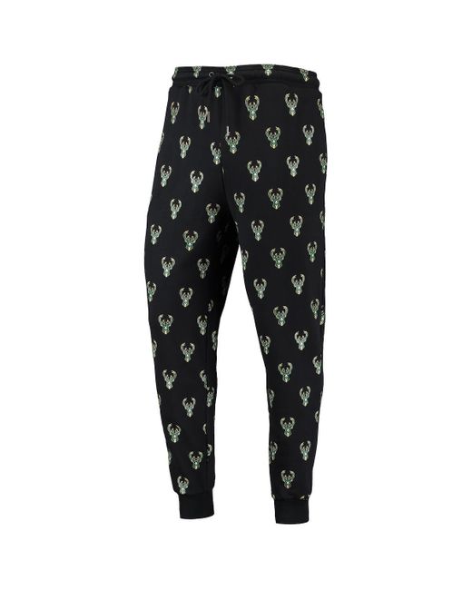 The Wild Collective Black Milwaukee Bucks Allover Logo jogger Pants for men