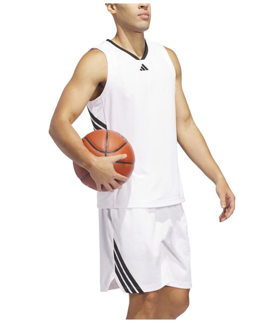 Adidas White Three-stripes Legends Basketball Shorts 9" for men